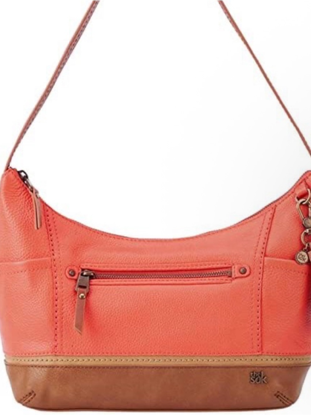 The Sak Pink/Brown Leather Shoulder Bag Purse Handbag With Tassel